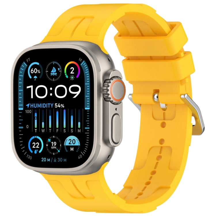 For Apple Watch Ultra 2 49mm H Texture Silicone Ladder Buckle Watch Band(Yellow) - Watch Bands by PMC TechLife | Online Shopping South Africa | PMC TechLife