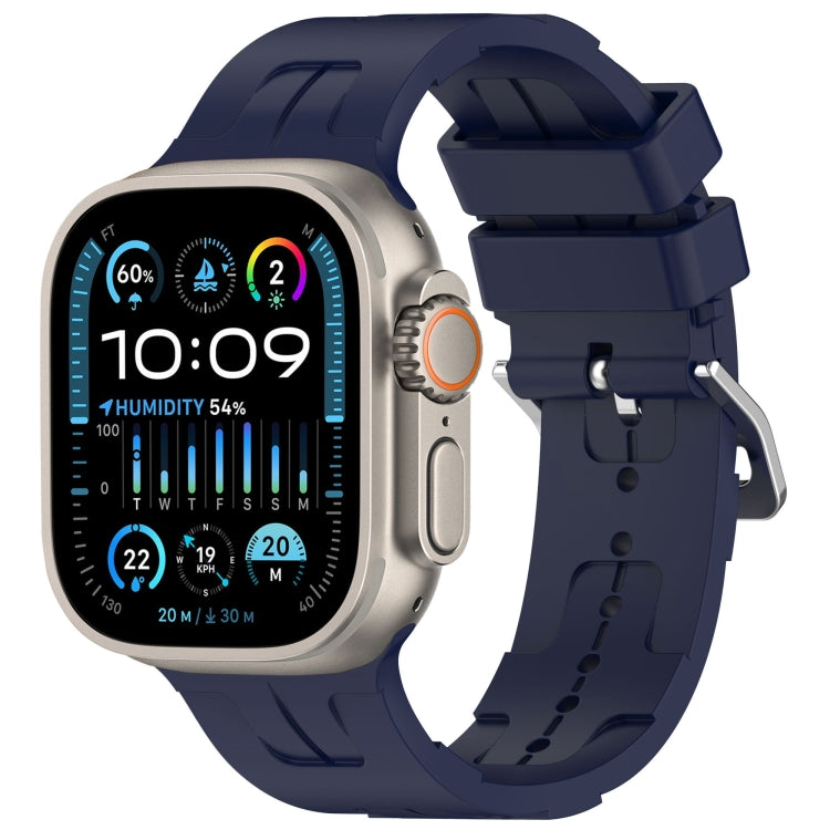 For Apple Watch Ultra 2 49mm H Texture Silicone Ladder Buckle Watch Band(Midnight) - Watch Bands by PMC TechLife | Online Shopping South Africa | PMC TechLife