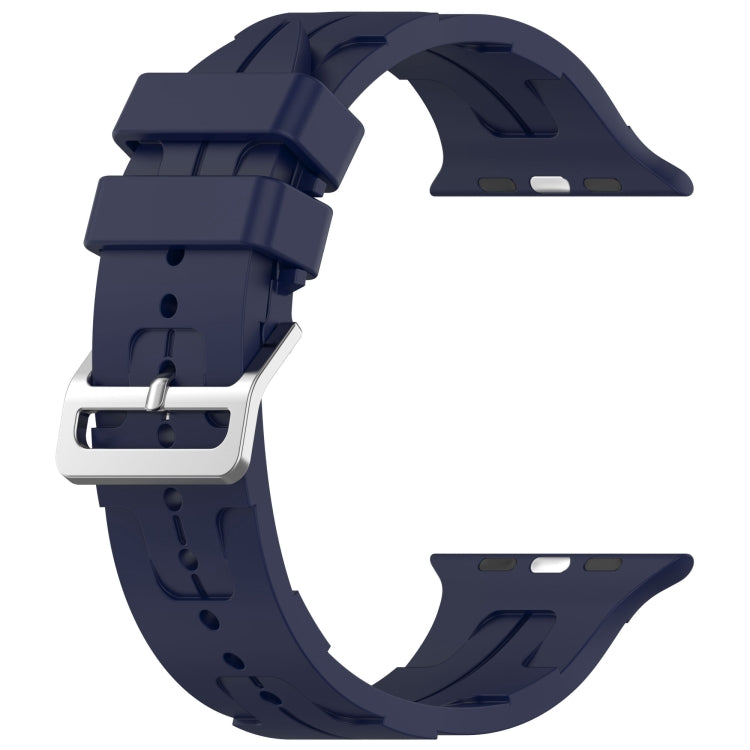 For Apple Watch Ultra 2 49mm H Texture Silicone Ladder Buckle Watch Band(Midnight)