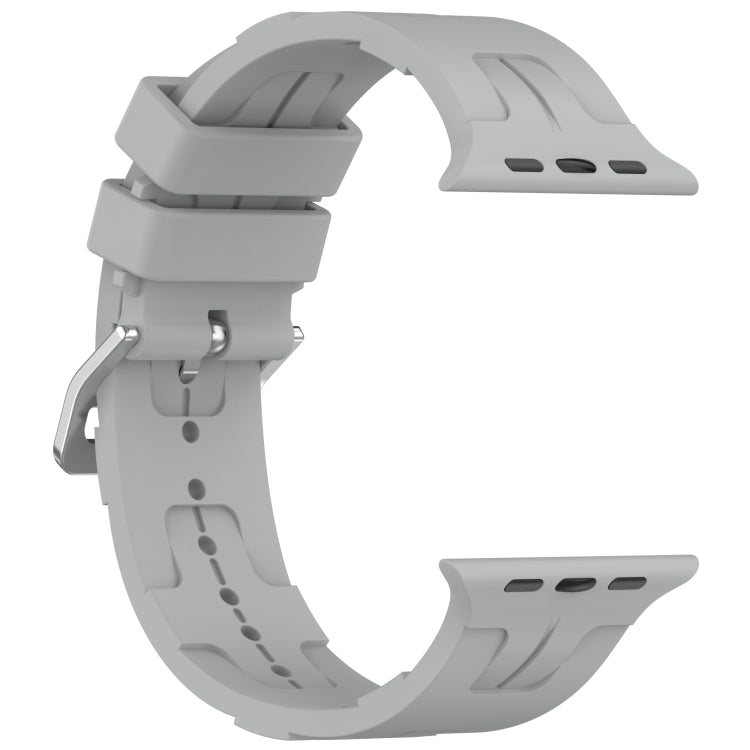 For Apple Watch Series 9 45mm H Texture Silicone Ladder Buckle Watch Band(Grey)