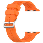 For Apple Watch Ultra 49mm H Texture Silicone Ladder Buckle Watch Band(Orange)