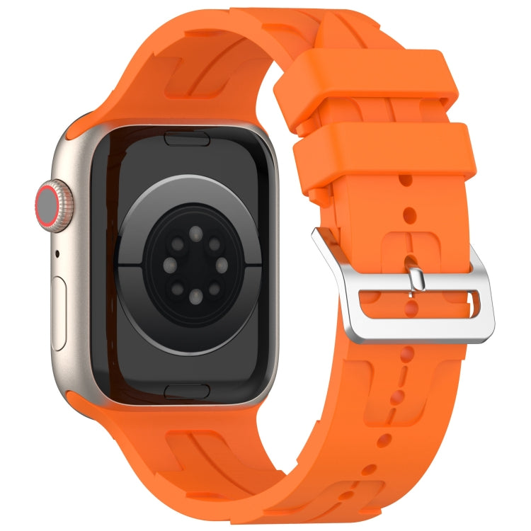 For Apple Watch Ultra 49mm H Texture Silicone Ladder Buckle Watch Band(Orange)