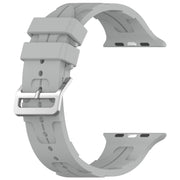 For Apple Watch Series 8 45mm H Texture Silicone Ladder Buckle Watch Band(Grey)