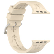For Apple Watch SE 40mm H Texture Silicone Ladder Buckle Watch Band(Khaki)