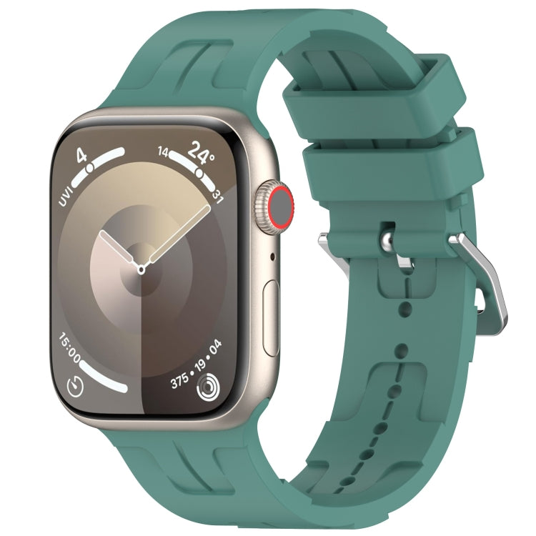 For Apple Watch SE 40mm H Texture Silicone Ladder Buckle Watch Band(Pine Green) - Watch Bands by PMC TechLife | Online Shopping South Africa | PMC TechLife