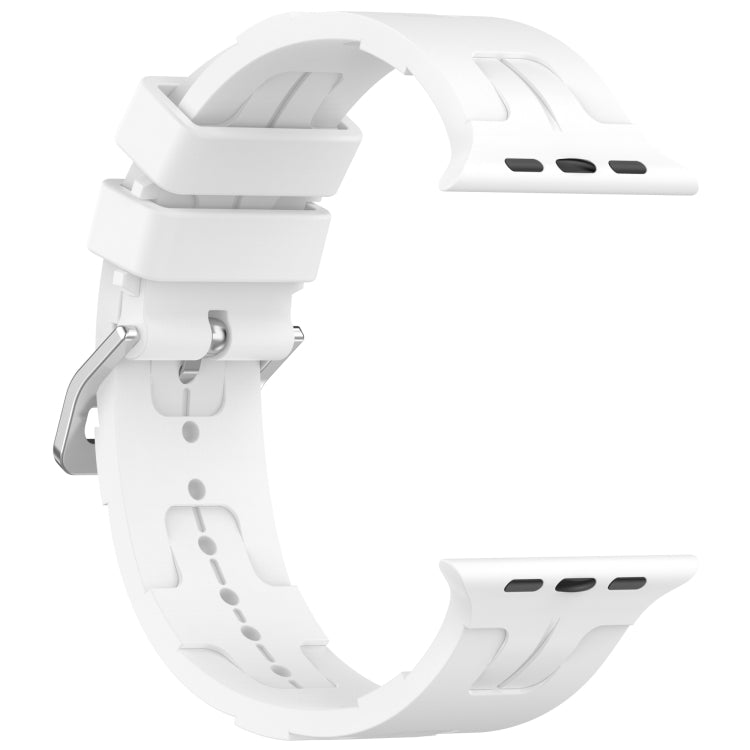 For Apple Watch SE 44mm H Texture Silicone Ladder Buckle Watch Band(White) - Watch Bands by PMC TechLife | Online Shopping South Africa | PMC TechLife