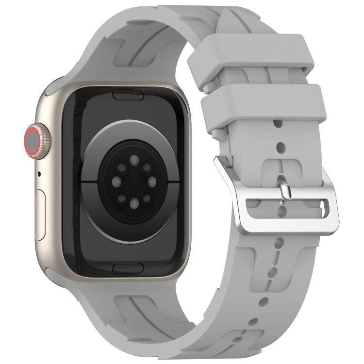 For Apple Watch Series 6 40mm H Texture Silicone Ladder Buckle Watch Band(Grey)