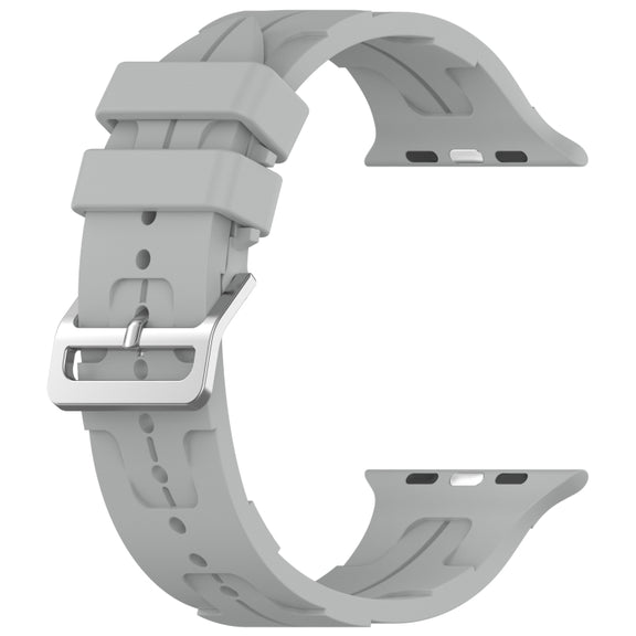 For Apple Watch Series 6 44mm H Texture Silicone Ladder Buckle Watch Band(Grey)