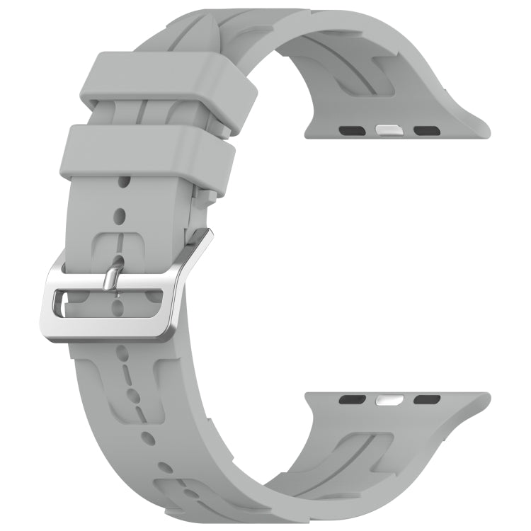 For Apple Watch Series 6 44mm H Texture Silicone Ladder Buckle Watch Band(Grey)