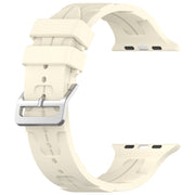For Apple Watch Series 5 44mm H Texture Silicone Ladder Buckle Watch Band(Starlight)