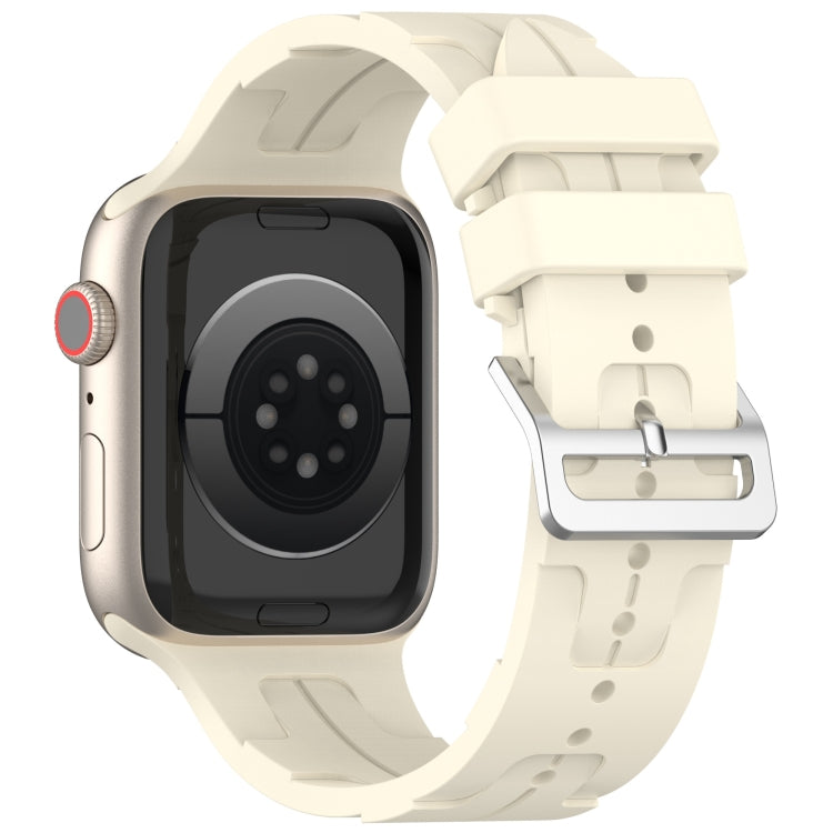 For Apple Watch Series 5 44mm H Texture Silicone Ladder Buckle Watch Band(Starlight)