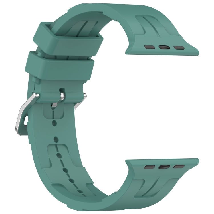For Apple Watch Series 4 44mm H Texture Silicone Ladder Buckle Watch Band(Pine Green) - Watch Bands by PMC TechLife | Online Shopping South Africa | PMC TechLife