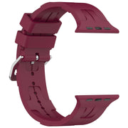 For Apple Watch Series 4 40mm H Texture Silicone Ladder Buckle Watch Band(Wine Red)