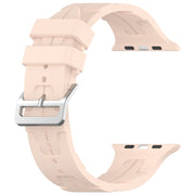 For Apple Watch Series 3 38mm H Texture Silicone Ladder Buckle Watch Band(Sand Pink)