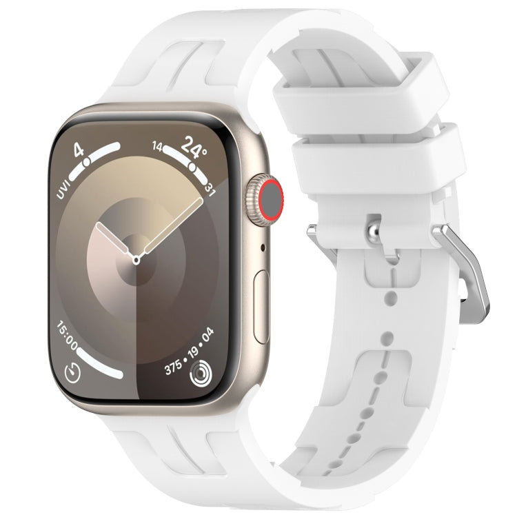 For Apple Watch Series 3 42mm H Texture Silicone Ladder Buckle Watch Band(White) - Watch Bands by PMC TechLife | Online Shopping South Africa | PMC TechLife