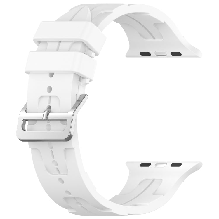 For Apple Watch Series 3 42mm H Texture Silicone Ladder Buckle Watch Band(White) - Watch Bands by PMC TechLife | Online Shopping South Africa | PMC TechLife