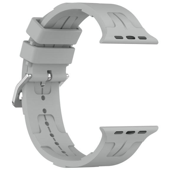 For Apple Watch Series 3 42mm H Texture Silicone Ladder Buckle Watch Band(Grey)