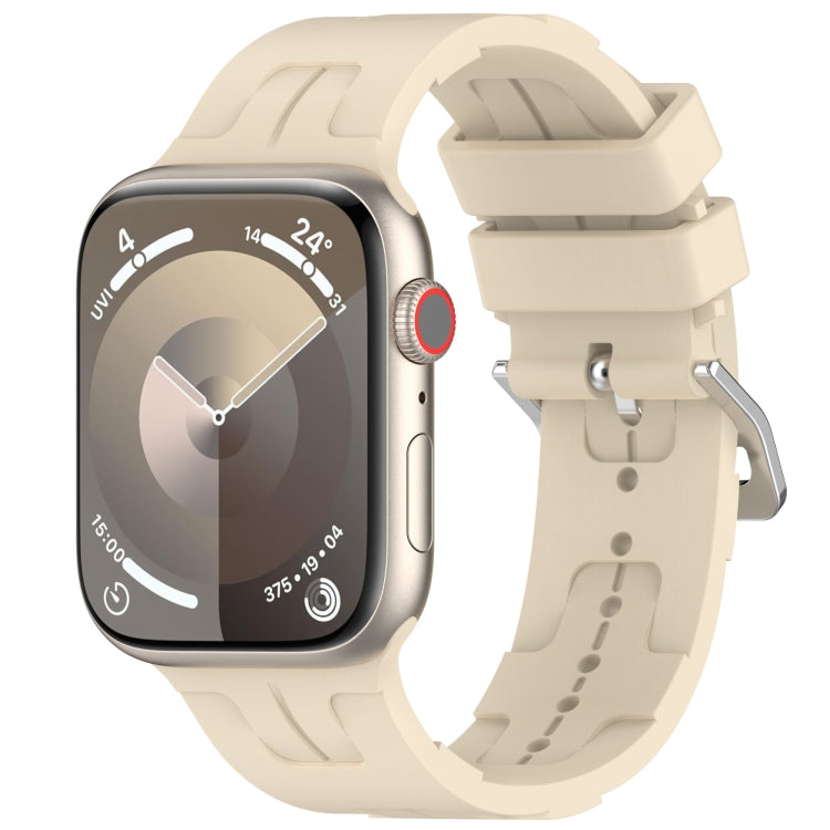 For Apple Watch Series 3 42mm H Texture Silicone Ladder Buckle Watch Band(Khaki) - Watch Bands by PMC TechLife | Online Shopping South Africa | PMC TechLife