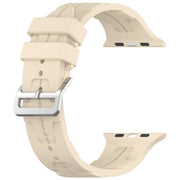 For Apple Watch Series 2 42mm H Texture Silicone Ladder Buckle Watch Band(Khaki)