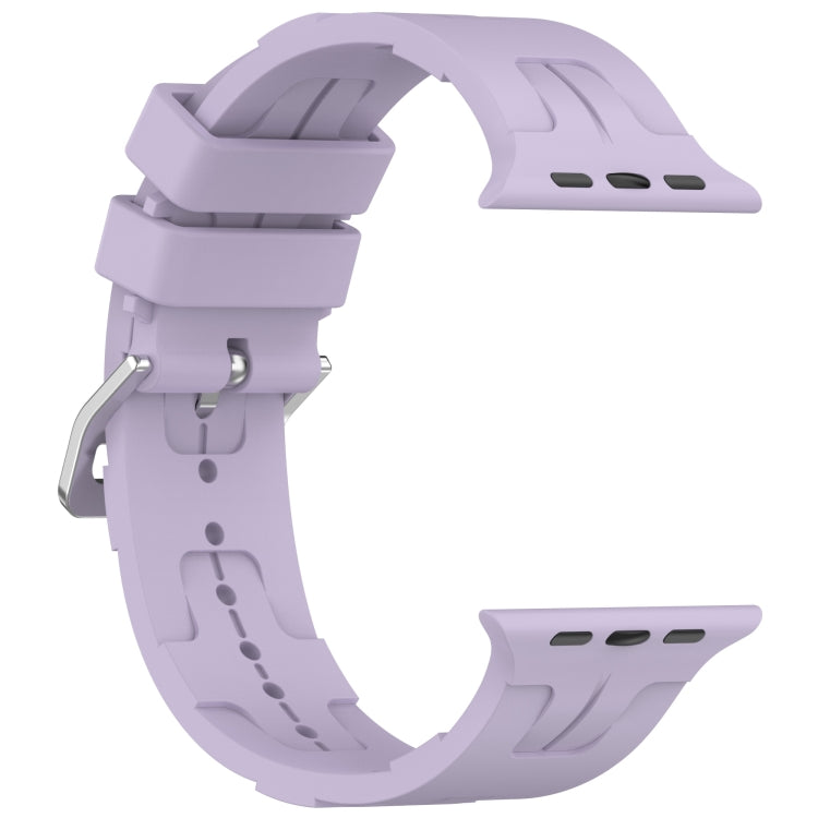 For Apple Watch Series 2 42mm H Texture Silicone Ladder Buckle Watch Band(Purple) - Watch Bands by PMC TechLife | Online Shopping South Africa | PMC TechLife