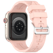 For Apple Watch Series 2 38mm H Texture Silicone Ladder Buckle Watch Band(Retro Rose)