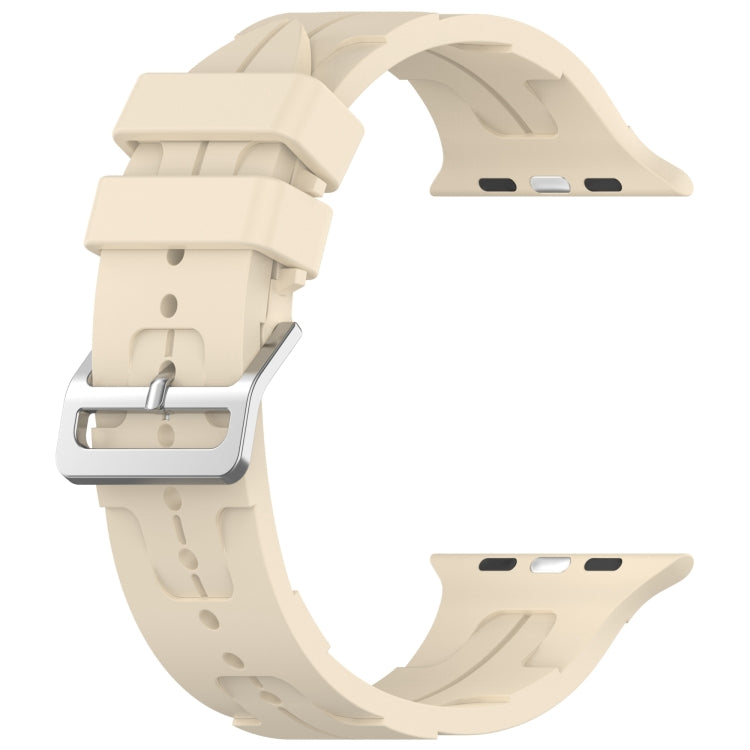 For Apple Watch Series 2 38mm H Texture Silicone Ladder Buckle Watch Band(Khaki)