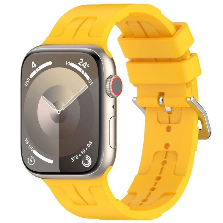 For Apple Watch 42mm H Texture Silicone Ladder Buckle Watch Band(Yellow) - Watch Bands by PMC TechLife | Online Shopping South Africa | PMC TechLife