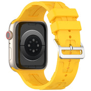 For Apple Watch 42mm H Texture Silicone Ladder Buckle Watch Band(Yellow)