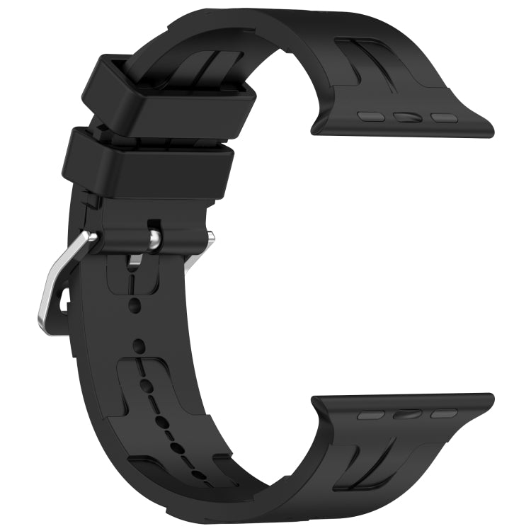 For Apple Watch 38mm H Texture Silicone Ladder Buckle Watch Band(Black) - Watch Bands by PMC TechLife | Online Shopping South Africa | PMC TechLife