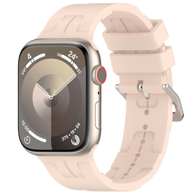 For Apple Watch 38mm H Texture Silicone Ladder Buckle Watch Band(Sand Pink) - Watch Bands by PMC TechLife | Online Shopping South Africa | PMC TechLife