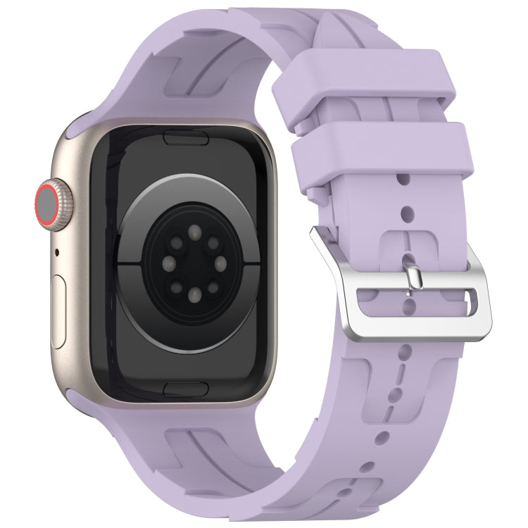 For Apple Watch 38mm H Texture Silicone Ladder Buckle Watch Band(Purple) - Watch Bands by PMC TechLife | Online Shopping South Africa | PMC TechLife