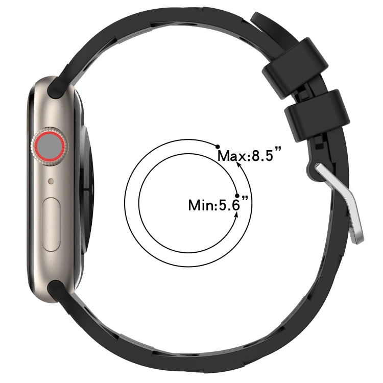 For Apple Watch SE 40mm H Texture Silicone Ladder Buckle Watch Band(Midnight)