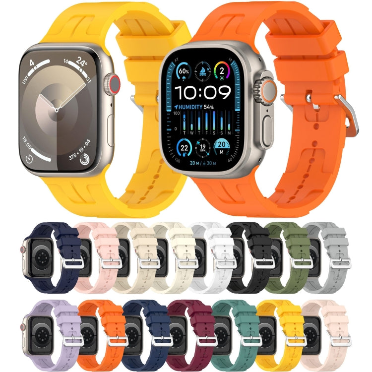 For Apple Watch Series 5 40mm H Texture Silicone Ladder Buckle Watch Band(Khaki)