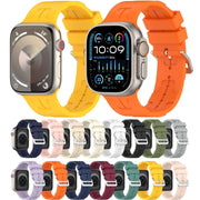 For Apple Watch SE 40mm H Texture Silicone Ladder Buckle Watch Band(Midnight)