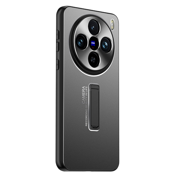 For vivo X100 Pro Frosted Metal Hybrid TPU Holder Phone Case(Black) - vivo Tempered Glass by imak | Online Shopping South Africa | PMC TechLife | Buy Now Pay Later Mobicred