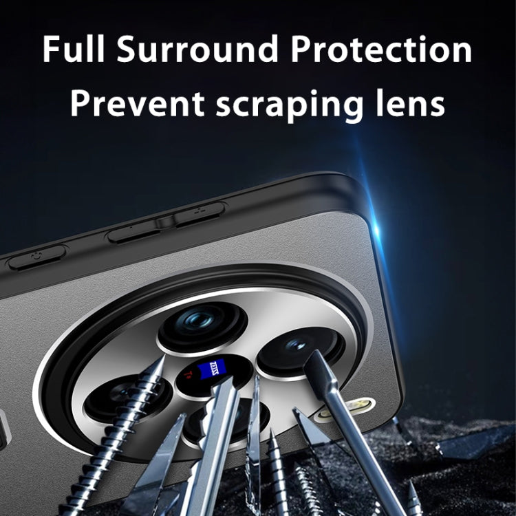For vivo X100 Frosted Metal Hybrid TPU Holder Phone Case(Black)