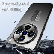 For vivo X100 Frosted Metal Hybrid TPU Holder Phone Case(Black)