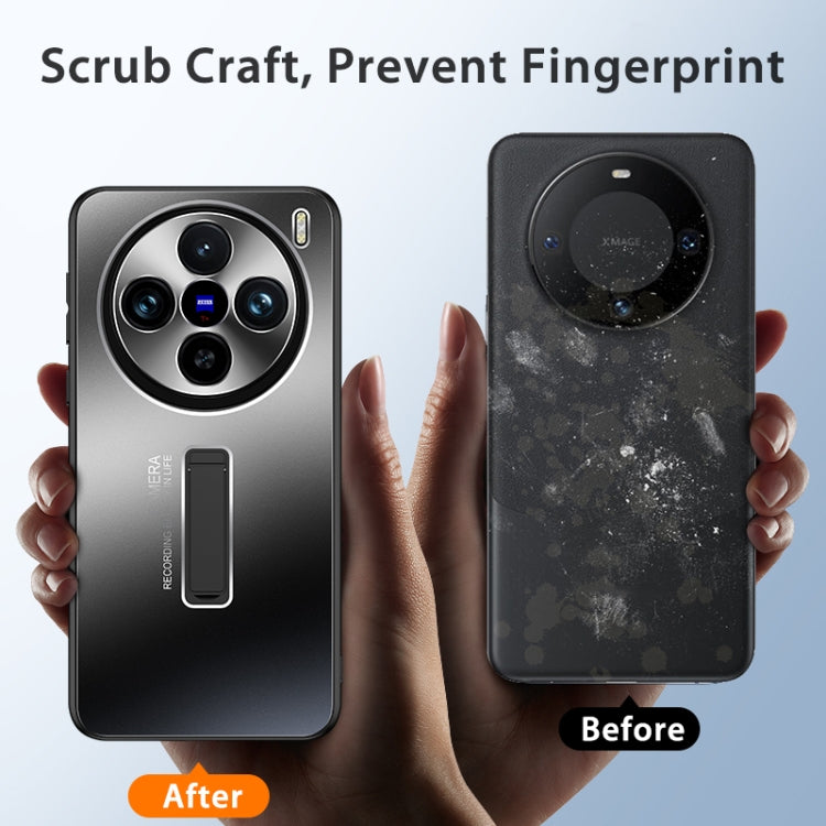 For vivo X100 Pro Frosted Metal Hybrid TPU Holder Phone Case(Silver)