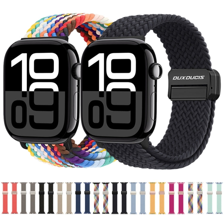 For Apple Watch SE 2023 44mm DUX DUCIS Mixture Pro Series Magnetic Buckle Nylon Braid Watch Band(Beige)