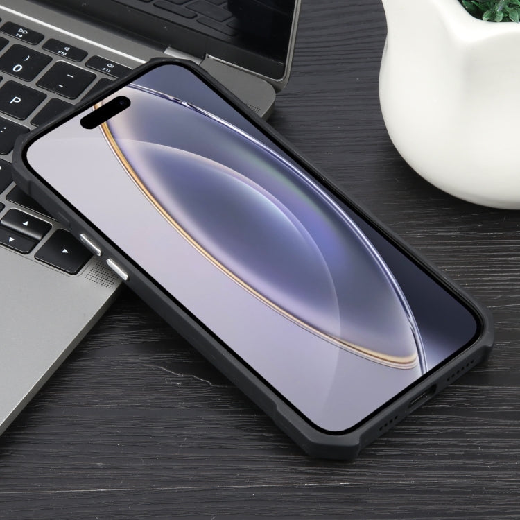 For iPhone 16 Pro Max Colorful Two-Color Lens Film MagSafe Magnetic Horn Acrylic+TPU Case(Black)