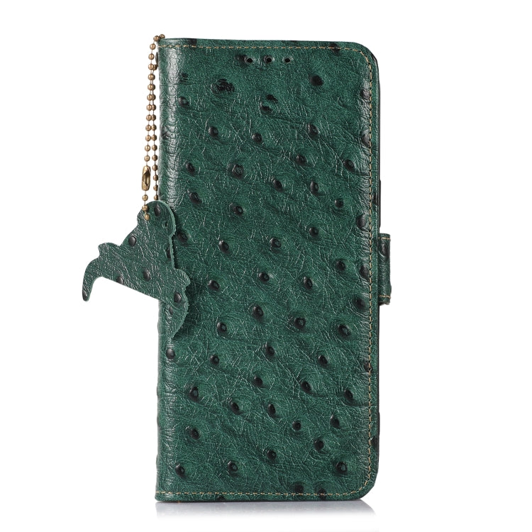 For Honor 100 Pro 5G Ostrich Pattern Genuine Leather RFID Phone Case(Green) - Honor Cases by PMC TechLife | Online Shopping South Africa | PMC TechLife | Buy Now Pay Later Mobicred