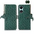 For Honor X5 Plus Ostrich Pattern Genuine Leather RFID Phone Case(Green) - Honor Cases by PMC TechLife | Online Shopping South Africa | PMC TechLife | Buy Now Pay Later Mobicred