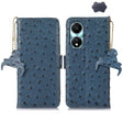 For Honor X5 Plus Ostrich Pattern Genuine Leather RFID Phone Case(Blue) - Honor Cases by PMC TechLife | Online Shopping South Africa | PMC TechLife | Buy Now Pay Later Mobicred