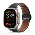 For Apple Watch Ultra 2 49mm DUX DUCIS YA Series Magnetic Buckle Genuine Leather Watch Band(Black) - Watch Bands by DUX DUCIS | Online Shopping South Africa | PMC TechLife | Buy Now Pay Later Mobicred