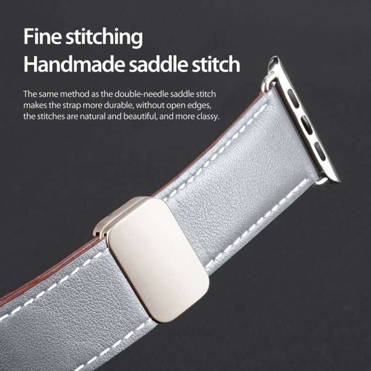 For Apple Watch SE 2022 40mm DUX DUCIS YA Series Magnetic Buckle Genuine Leather Watch Band(Grey)