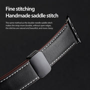 For Apple Watch SE 2022 44mm DUX DUCIS YA Series Magnetic Buckle Genuine Leather Watch Band(Black)