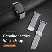 For Apple Watch SE 40mm DUX DUCIS YA Series Magnetic Buckle Genuine Leather Watch Band(Grey)