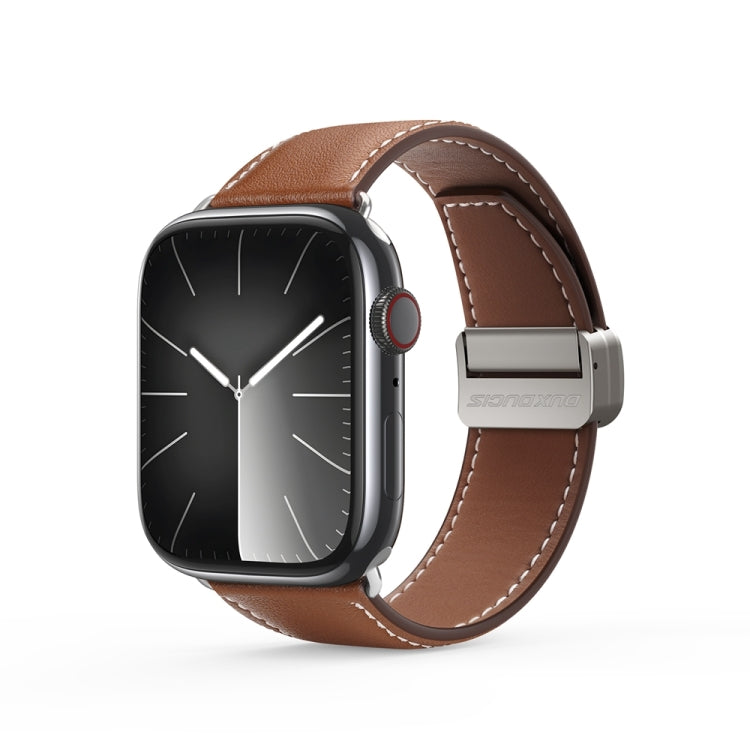 For Apple Watch Series 3 38mm DUX DUCIS YA Series Magnetic Buckle Genuine Leather Watch Band(Brown) - free shipping - PMC Jewellery - Order now!