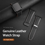 For Apple Watch Series 3 42mm DUX DUCIS YA Series Magnetic Buckle Genuine Leather Watch Band(Black)