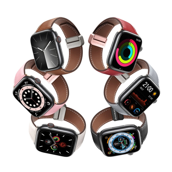 For Apple Watch Series 2 38mm DUX DUCIS YA Series Magnetic Buckle Genuine Leather Watch Band(Brown)